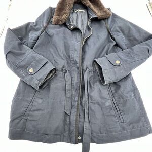 Gap Military Bke Jacket Faux Fur Collar Full Zip Snap Belted Size M